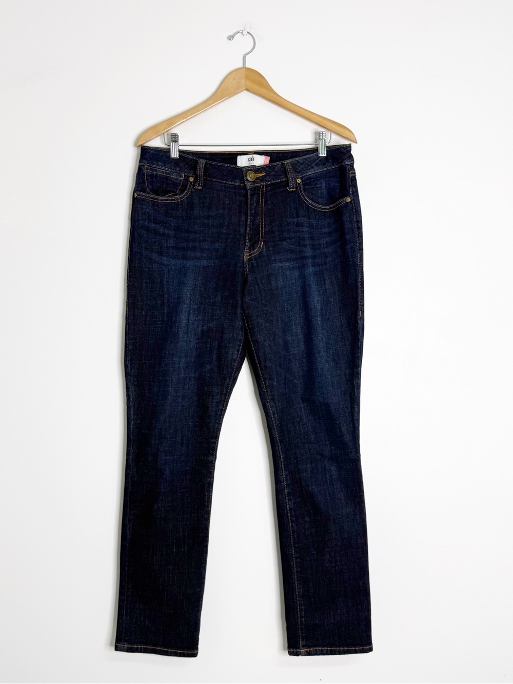 Cabi High Straight Jeans Size 10 Dark Wash Stretch Denim Straight Leg
